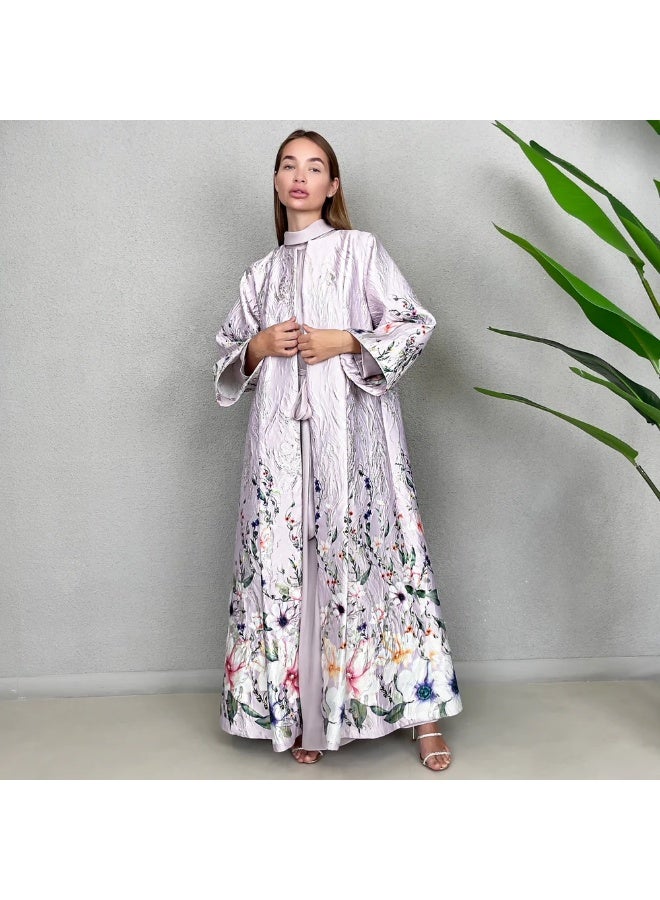 QABEELA RAM23 AISHA MAUVE BROCADE EVENING ABAYA - Image 4